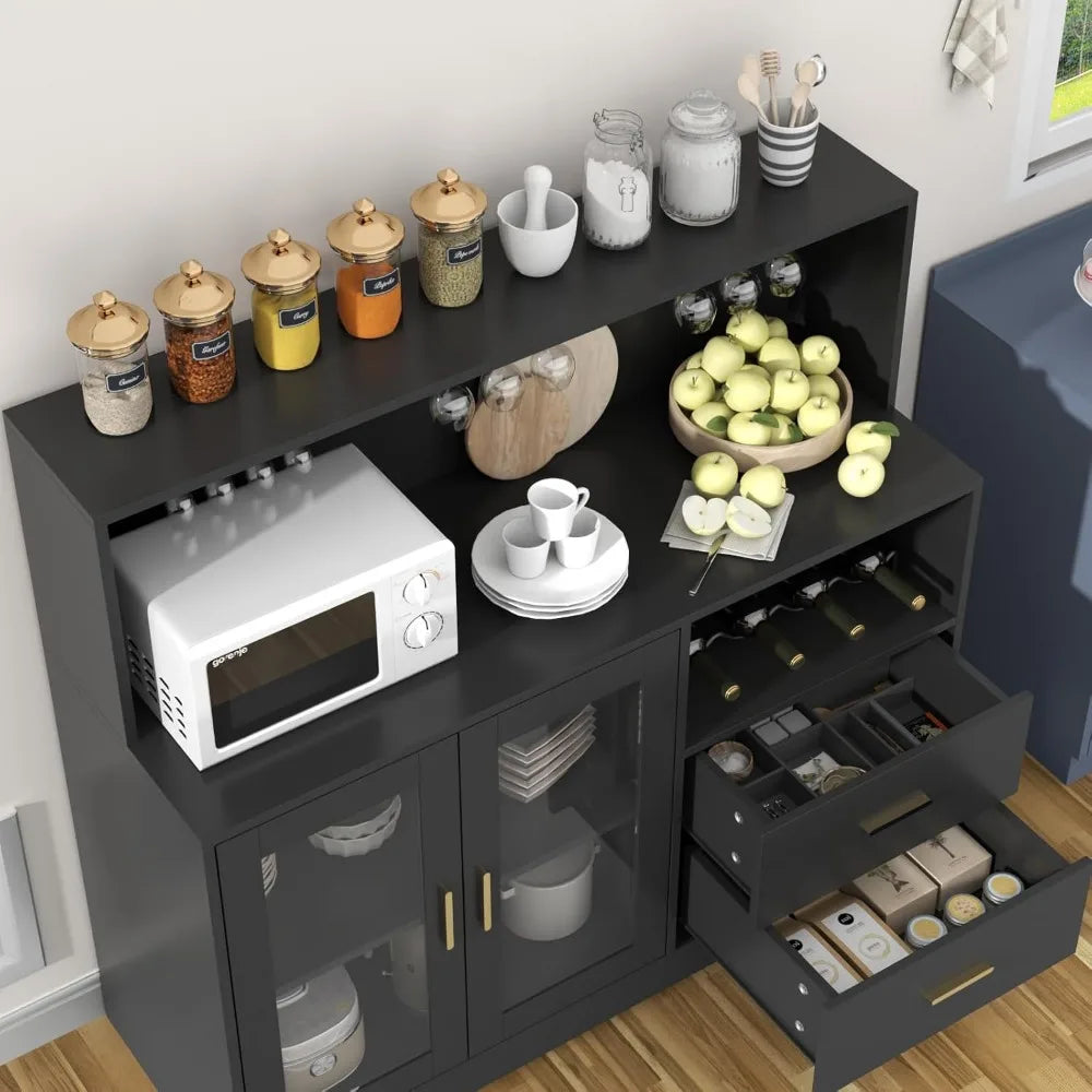 Everythings.Life Wine Bar Cabinet with LED Light Black